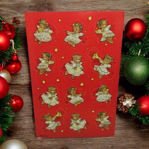 3 Full Sheets Vintage Carlton Card Holiday Stickers Angel Christmas Choir Bears